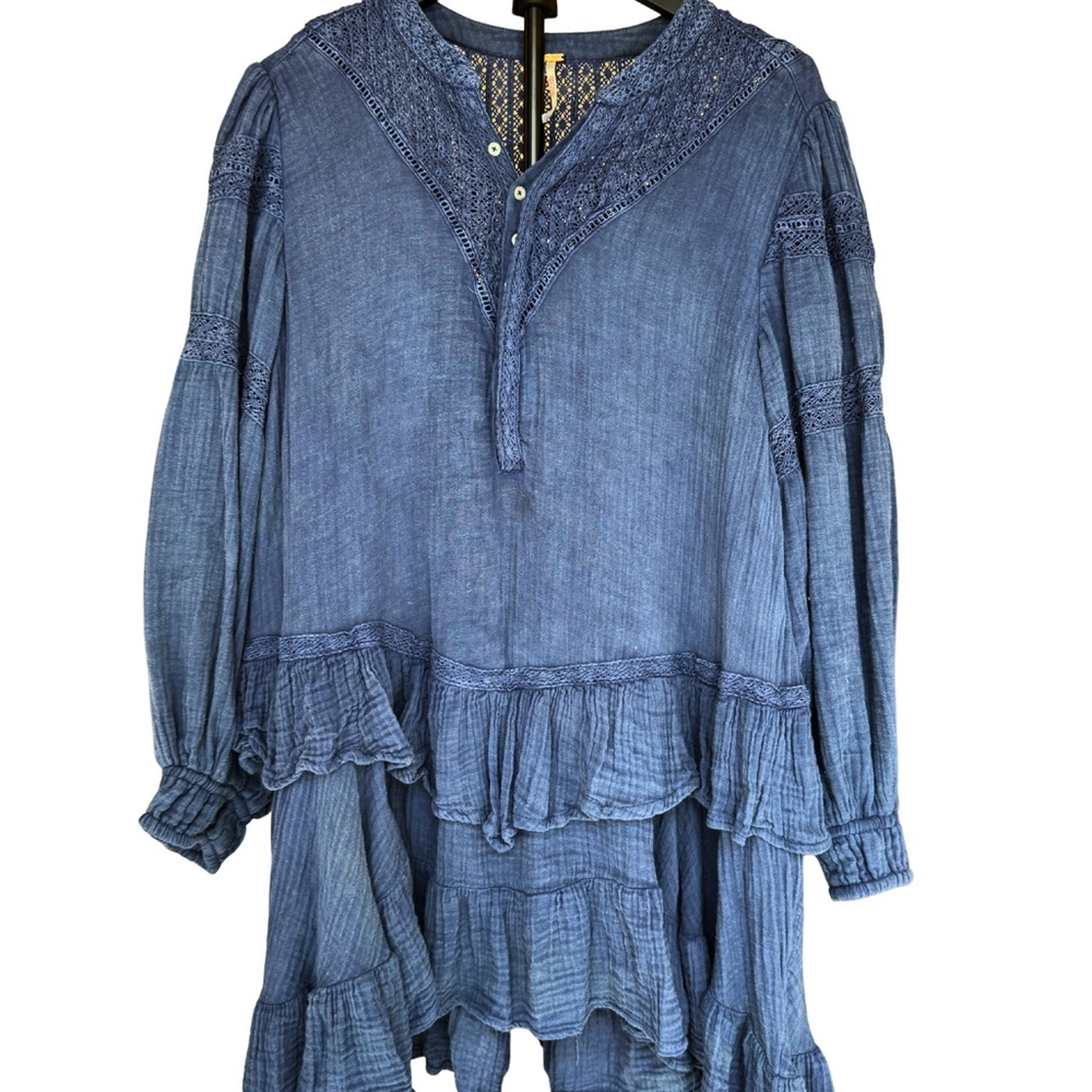 Free People Sachi Blue Ruffled mini dress